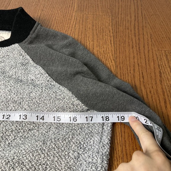 M worn down snaps jacket black white stripe trim grey Bomber long sleeve SO - Picture 5 of 7